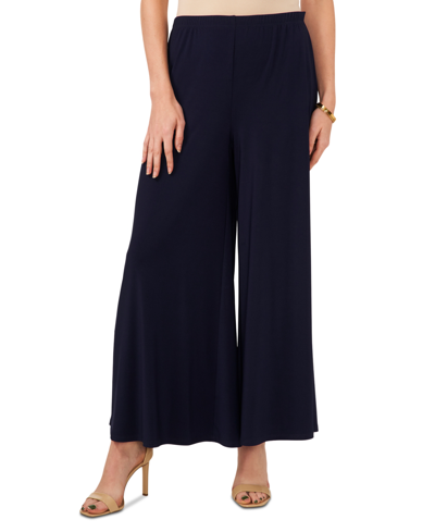 Sam & Jess Petite High Rise Pull-on Wide-leg Ankle Pants In Navy