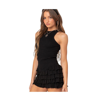 Edikted Women's Margot Ruffle Hem Ribbed Mini Dress In Black