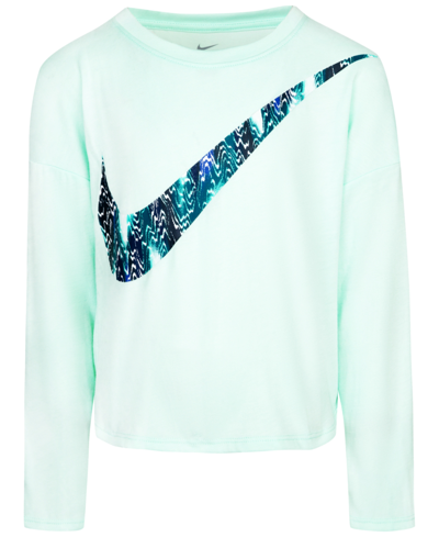 Nike Kids' Little Girls Icon Clash Long Sleeve T-shirt In Mint Foam