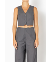 Grey Lab Button-up Crop Vest In Heather Grey