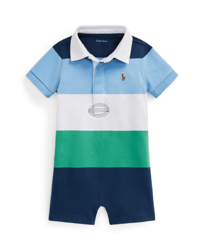 Polo Ralph Lauren Baby Boys Striped Cotton Jersey Rugby Shortall In Raft Green Multi