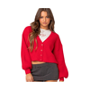 Edikted Women's Sabrina Chunky Knit Cropped Cardigan In Red