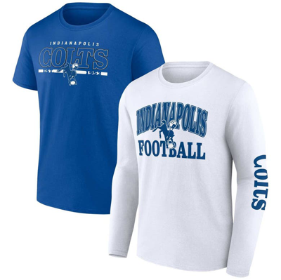 Fanatics Branded White/royal Indianapolis Colts Throwback T-shirt Combo Set In White,royal