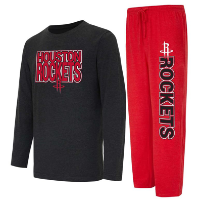 Concepts Sport Red/black Houston Rockets Meter Long Sleeve T-shirt & Pants Sleep Set