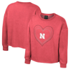Colosseum Girls Youth  Scarlet Nebraska Huskers Audrey Washed Fleece Pullover Crewneck Sweatshirt In Scarlet