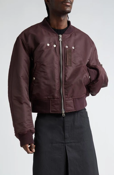 Takahiromiyashita The Soloist Convertible Nylon Bomber Jacket In Maroon