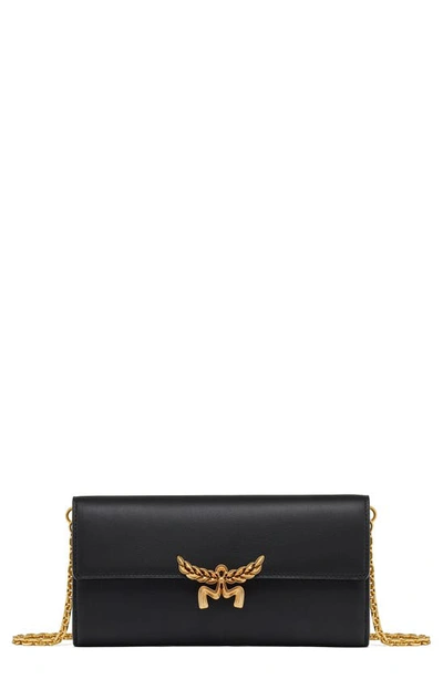 Mcm Laurel Leather Wallet On Chain In Black