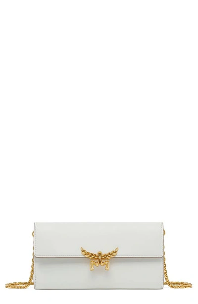 Mcm Laurel Leather Wallet On Chain In Egret