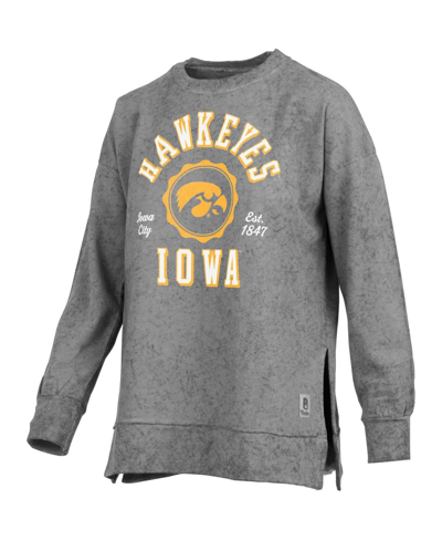 Pressbox Women's  Black Iowa Hawkeyes Sun Washed Bishop Pullover Sweatshirt