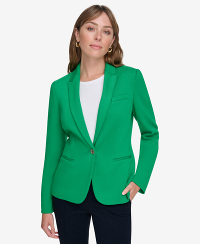 Tommy Hilfiger Women's Scuba Peak-lapel Long-sleeve Blazer In Jolly Gree