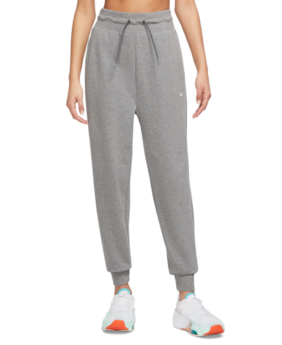 Nike Women's Dri-fit One French Terry High-waisted 7/8 Joggers In Carbon Heather