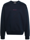 Marni Navy Blue Embroidered Logo Sweatshirt In Blue
