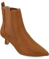 Journee Collection Women's Tenlee Wide Width Pointed Toe Kitten Heel Dress Booties In Cognac