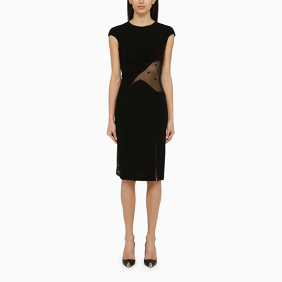 Givenchy Womens Black Semi-sheer Cut-out Woven Midi Dress