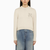 PALM ANGELS PALM ANGELS WHITE WOOL-BLEND SWEATER WITH LOGO