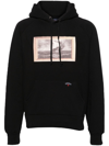 NOAH NY X THE CURE BLACK FRAME-PRINT COTTON HOODIE