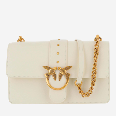 Pinko Love One Classic Bag In White+white-antique Gold