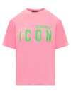 Dsquared2 Be Icon Cotton T-shirt In Pink Fluo