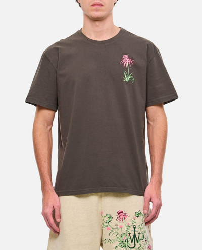 Jw Anderson Thistle Embroidery T-shirt In Grey