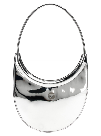 Coperni Ring Swipe Logo Plaque Shoulder Bag In Silver