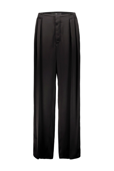 Sapio Pant With Pleats In Double Viscose Satin Clothing In Black
