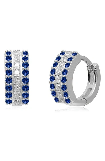 GABI RIELLE GABI RIELLE STERLING SILVER MAISON MOONLIGHT CZ PAVÉ HUGGIE HOOP EARRINGS