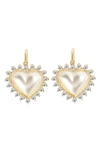Gabi Rielle 14k Gold Plated Sterling Silver Cubic Zirconia & Mother-of-pearl Heart Drop Earrings In Gold