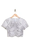 Good American Ruched Cropped Tee In Silver001