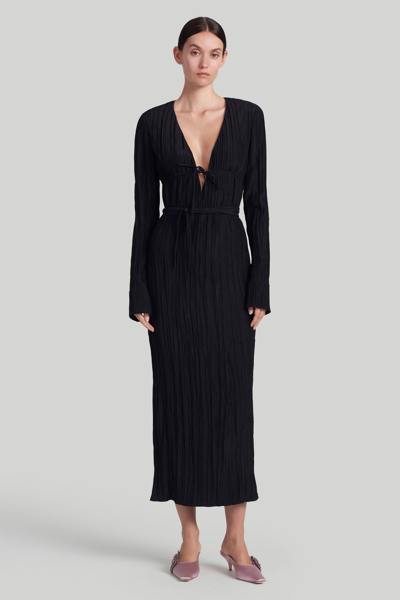 Altuzarra Carol Pleated Midi Dress In Black