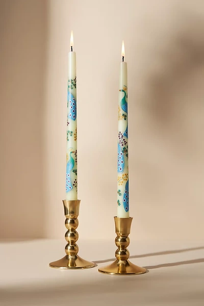 Anthropologie Venetian Handpainted Garden Taper Candles, Set Of 2 In Multi