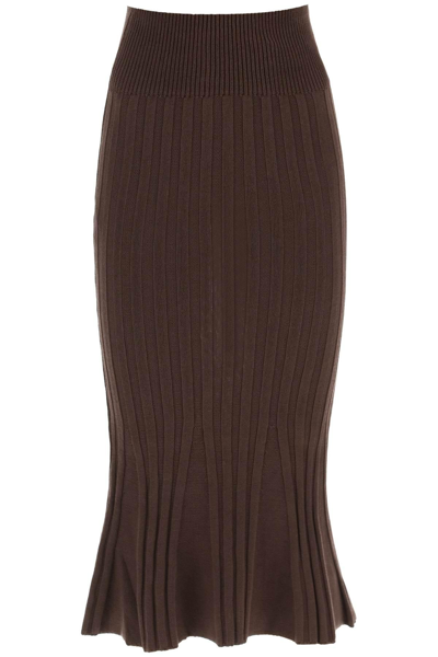 Paloma Wool Mauri Midi Skirt In Ribbed Knit In Brown