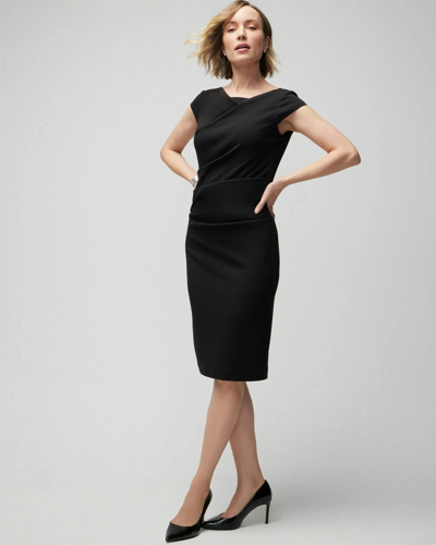White House Black Market Cap Sleeve Draped Sheath Dress In Black