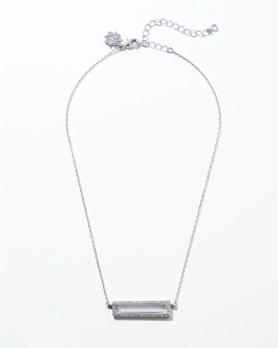 White House Black Market Silver Clear Crystal Bar Single Strand Necklace |
