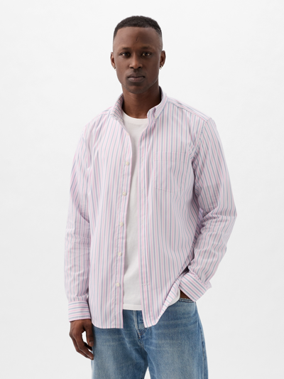 Gap All-day Poplin Shirt In Standard Fit In Pink Stripe
