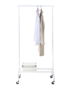 Sunnypoint Single Garment Rack With 1-tier Lower Shelf In White