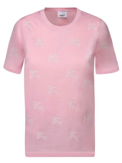 Burberry Printed Cotton T-shirt In Pink
