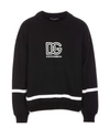 Dolce & Gabbana Logo Cotton Jersey Crewneck Sweatshirt In Black