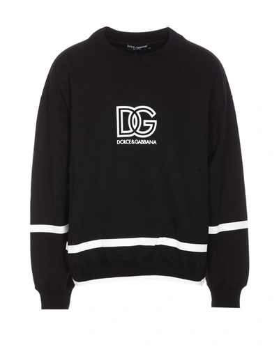 Dolce & Gabbana Dg Logo Printed Crewneck Sweatshirt In Negro