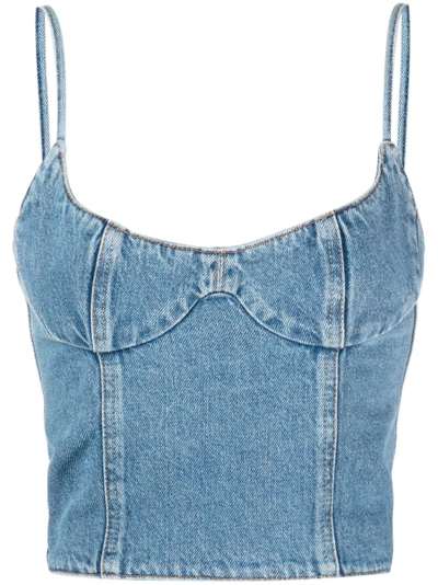 Magda Butrym Blue Bustier Denim Top