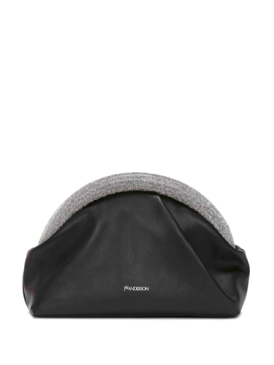 Jw Anderson Bumper Crystal Leather Clutch Bag In Black