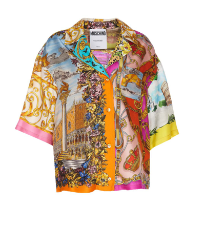 Moschino Graphic-print Silk Shirt In Multi
