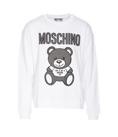 Moschino Teddy Print Organic Cotton Sweatshirt In White