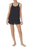 Kate Spade Sleeveless Short Pajamas In Black Ivory Dot