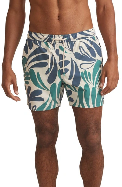 Marine Layer Abstract Floral Swim Trunks In Cool