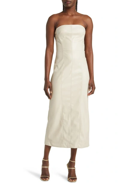 En Saison Ornette Strapless Faux Leather Dress In Cream