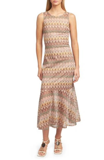 En Saison Joanne Chevron Sleeveless Maxi Dress In Sage Multi