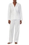 Lauren Ralph Lauren Shadow Stripe Pajamas In White