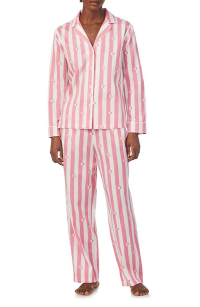 Lauren Ralph Lauren Logo Stripe Pyjamas In Pink Print