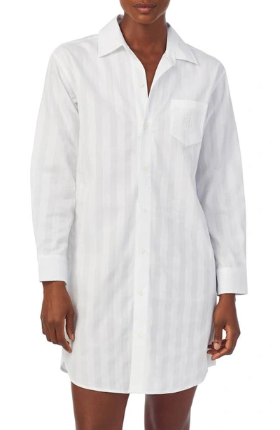 Lauren Ralph Lauren Roll-cuff Sleepshirt Nightgown In White