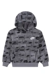 Nike Kids' Logo Print Fleece Hoodie In Smoke Grey